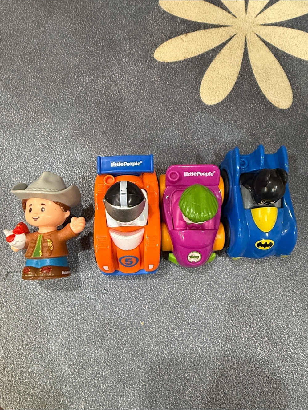 Fisher-Price Little People Toy Car & Figure Set - Blue, Orange, Purple, Tan